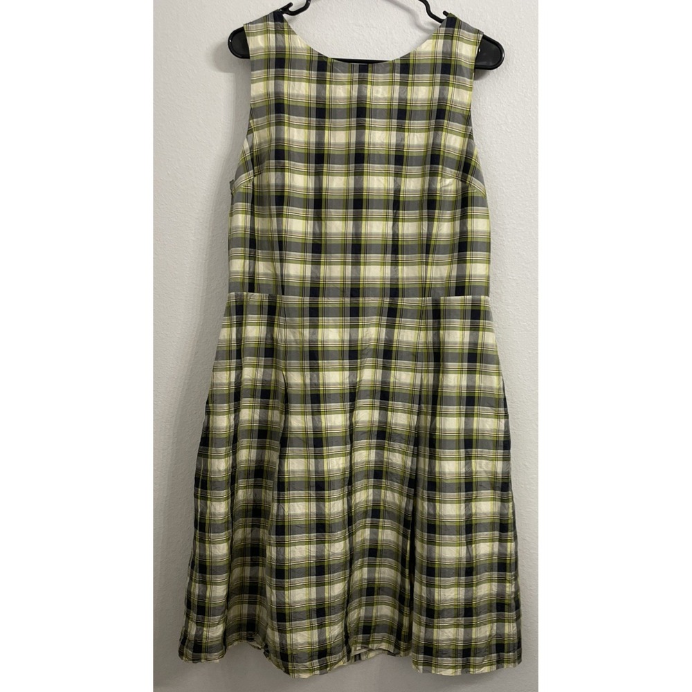 BROOKS BROTHERS Sleevless 100% Silk Plaid Dress Golf Sun